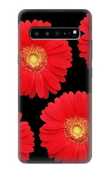 W2478 fleur rouge Daisy Etui Coque Housse et Flip Housse Cuir pour Samsung Galaxy S10 5G