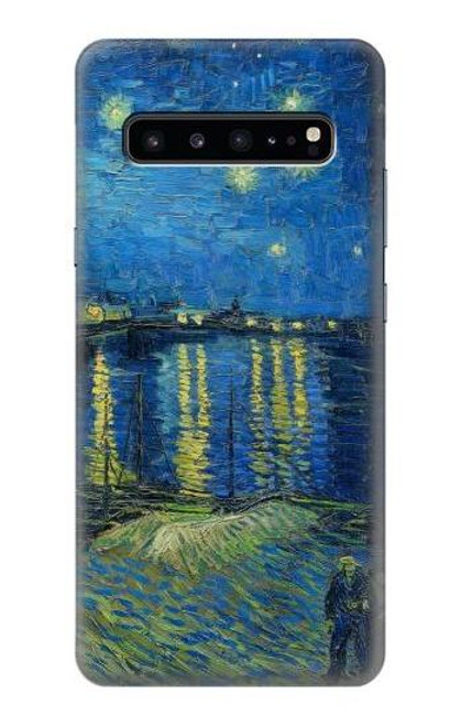 W3336 Van Gogh Nuit étoilée sur le Rhône Etui Coque Housse et Flip Housse Cuir pour Samsung Galaxy S10 5G