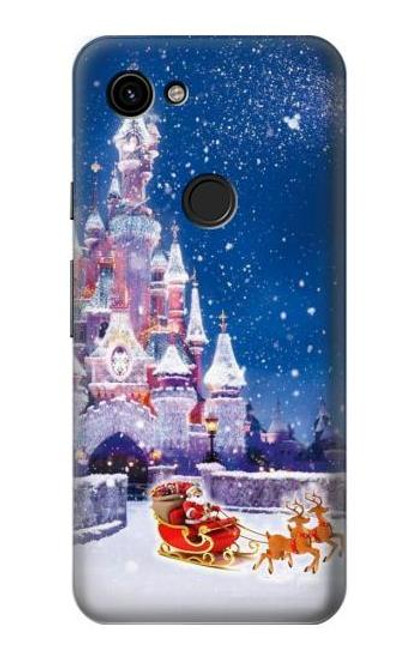 W3282 Château de Santa Noël Etui Coque Housse et Flip Housse Cuir pour Google Pixel 3a