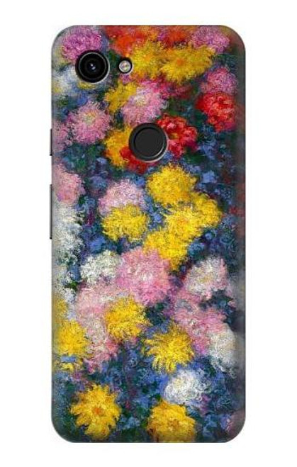 W3342 Claude Monet Chrysanthèmes Etui Coque Housse et Flip Housse Cuir pour Google Pixel 3a