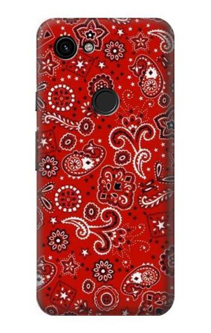 W3354 Rouge classique Bandana Etui Coque Housse et Flip Housse Cuir pour Google Pixel 3a