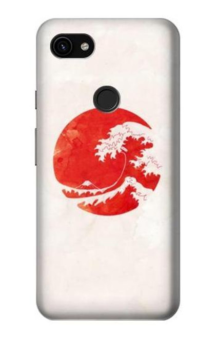 W3237 Waves Japon Drapeau Etui Coque Housse et Flip Housse Cuir pour Google Pixel 3a XL