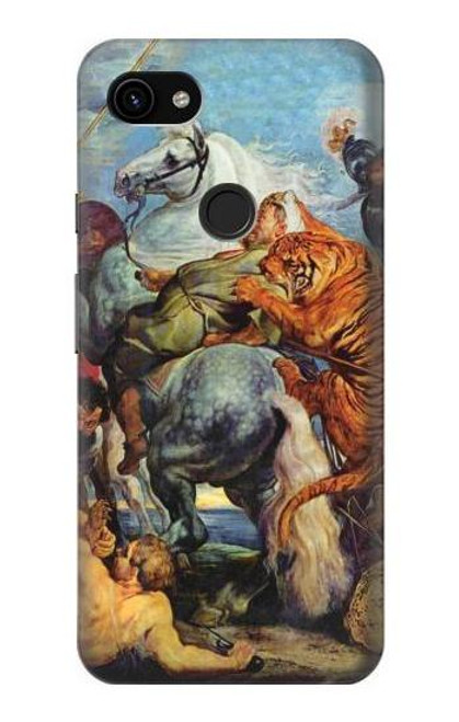 W3331 Peter Paul Rubens Tigre und Lowenjagd Etui Coque Housse et Flip Housse Cuir pour Google Pixel 3a XL