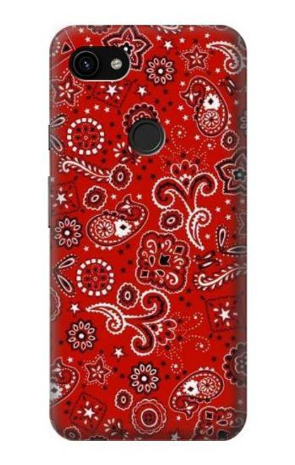 W3354 Rouge classique Bandana Etui Coque Housse et Flip Housse Cuir pour Google Pixel 3a XL