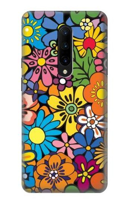 W3281 Motif coloré Hippie Fleurs Etui Coque Housse et Flip Housse Cuir pour OnePlus 7 Pro