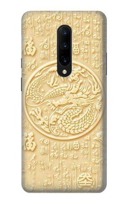 W3288 Peinture blanche du Dragon de Jade Etui Coque Housse et Flip Housse Cuir pour OnePlus 7 Pro