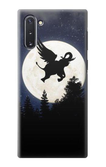 W3323 Voler l'Eléphant Nuit de pleine lune Etui Coque Housse et Flip Housse Cuir pour Samsung Galaxy Note 10