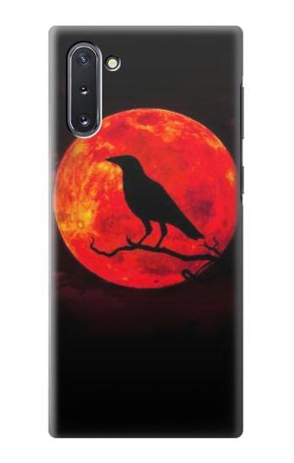 W3328 Corbeau Rouge Lune Etui Coque Housse et Flip Housse Cuir pour Samsung Galaxy Note 10