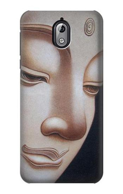 W1255 Visage du Bouddha Etui Coque Housse et Flip Housse Cuir pour Nokia 3.1