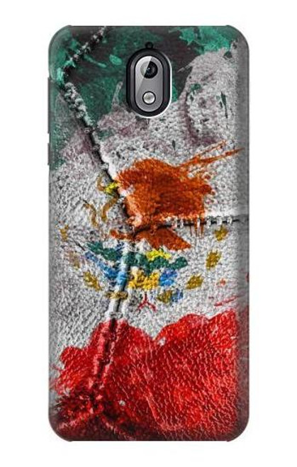 W3314 Mexique Drapeau Vinatage Football Graphique Etui Coque Housse et Flip Housse Cuir pour Nokia 3.1