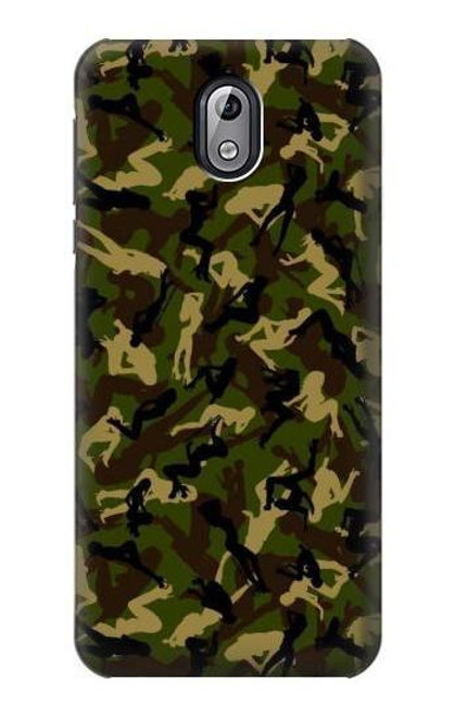 W3356 Camo camouflage de fille Etui Coque Housse et Flip Housse Cuir pour Nokia 3.1