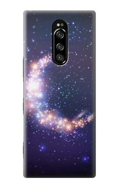 W3324 Croissant de lune Galaxie Etui Coque Housse et Flip Housse Cuir pour Sony Xperia 1