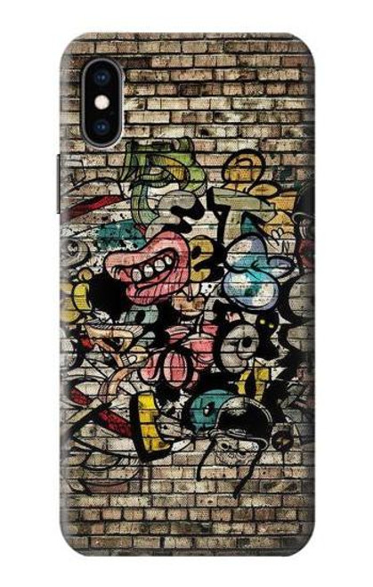 W3394 Graffiti mur Etui Coque Housse et Flip Housse Cuir pour iPhone X, iPhone XS