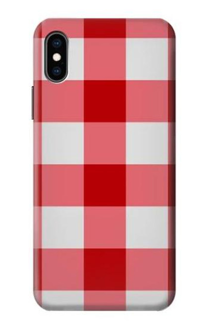 W3535 Rouge vichy Etui Coque Housse et Flip Housse Cuir pour iPhone X, iPhone XS