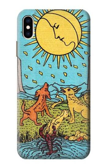 W3435 Carte de tarot Lune Etui Coque Housse et Flip Housse Cuir pour iPhone XS Max