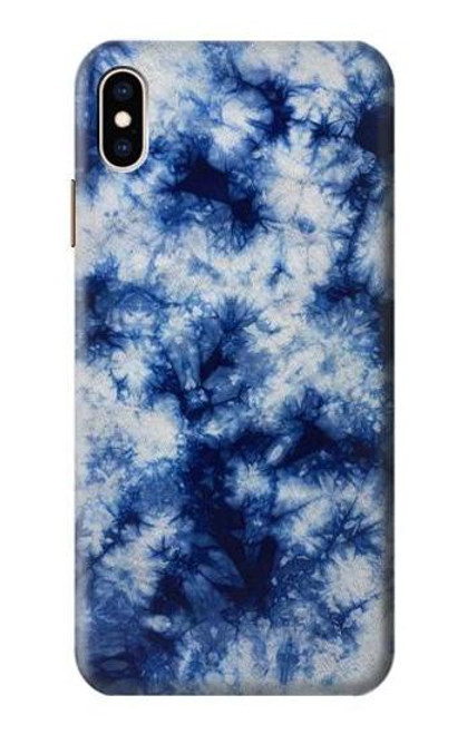 W3439 Tissu Indigo Tie Dye Etui Coque Housse et Flip Housse Cuir pour iPhone XS Max