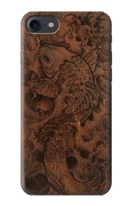 W3405 Graphique poisson Tatouage cuir Imprimer Etui Coque Housse et Flip Housse Cuir pour iPhone 7, iPhone 8, iPhone SE (2020) (2022)