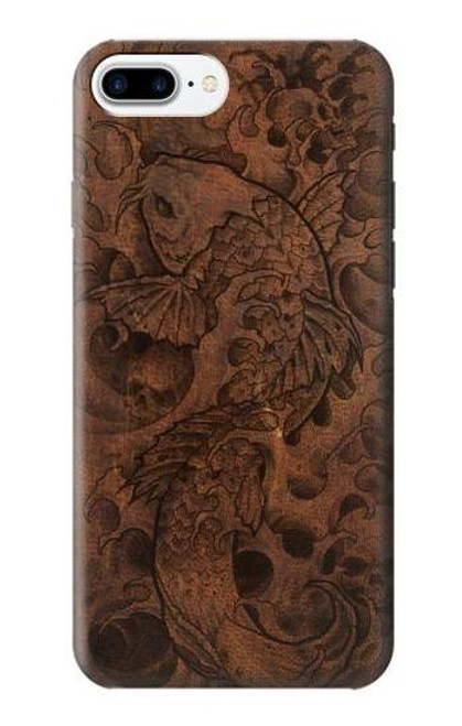 W3405 Graphique poisson Tatouage cuir Imprimer Etui Coque Housse et Flip Housse Cuir pour iPhone 7 Plus, iPhone 8 Plus