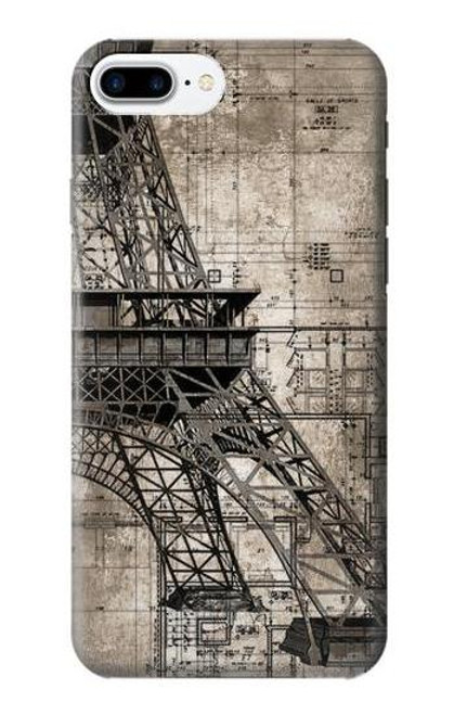 W3416 Plan Tour Eiffel Etui Coque Housse et Flip Housse Cuir pour iPhone 7 Plus, iPhone 8 Plus