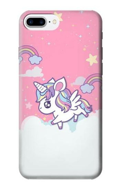 W3518 Licorne Dessin animé Etui Coque Housse et Flip Housse Cuir pour iPhone 7 Plus, iPhone 8 Plus