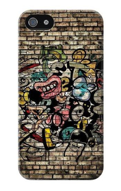 W3394 Graffiti mur Etui Coque Housse et Flip Housse Cuir pour iPhone 5 5S SE