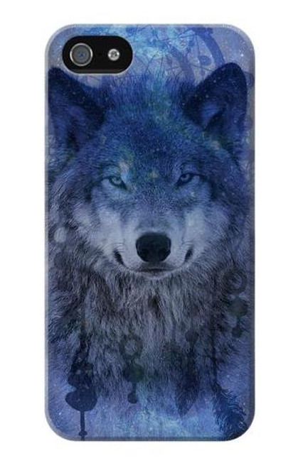 W3410 Loup Dream Catcher Etui Coque Housse et Flip Housse Cuir pour iPhone 5 5S SE