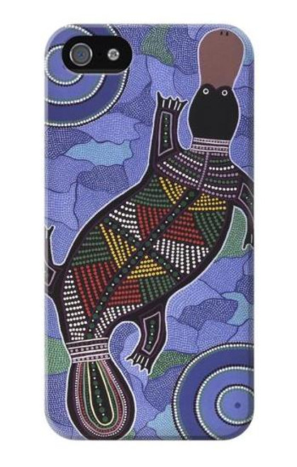 W3387 Platypus Art aborigène d'Australie Etui Coque Housse et Flip Housse Cuir pour iPhone 4 4S