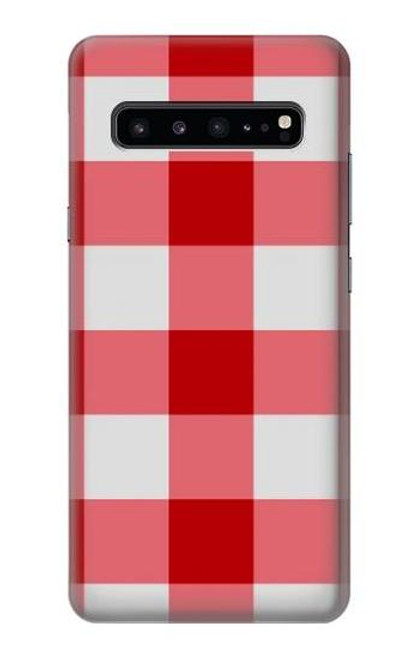 W3535 Rouge vichy Etui Coque Housse et Flip Housse Cuir pour Samsung Galaxy S10 5G