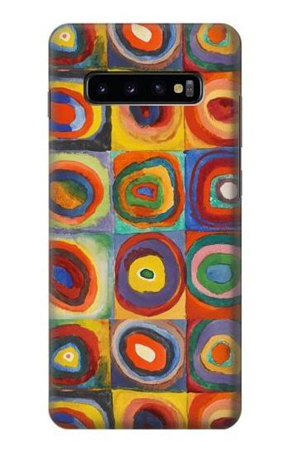 W3409 Carrés cercles concentriques Etui Coque Housse et Flip Housse Cuir pour Samsung Galaxy S10 Plus