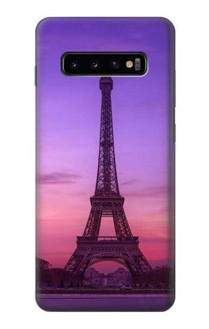 W3447 Paris Eiffel Le coucher du soleil Etui Coque Housse et Flip Housse Cuir pour Samsung Galaxy S10 Plus