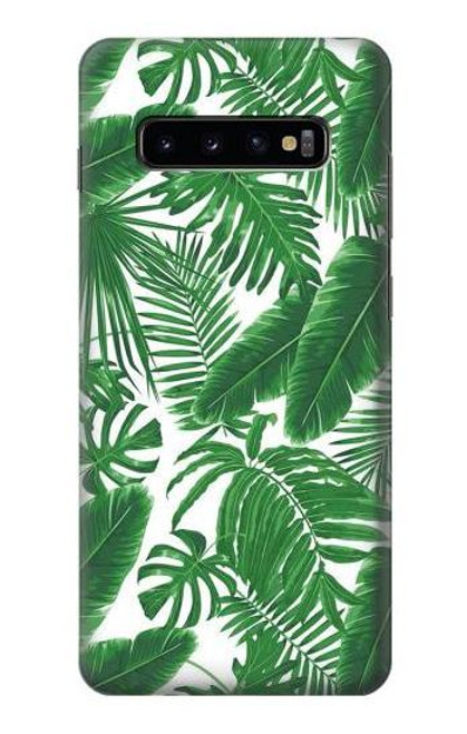 W3457 Papier Palm Monstera Etui Coque Housse et Flip Housse Cuir pour Samsung Galaxy S10 Plus