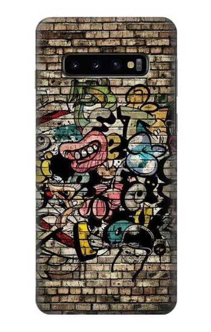 W3394 Graffiti mur Etui Coque Housse et Flip Housse Cuir pour Samsung Galaxy S10