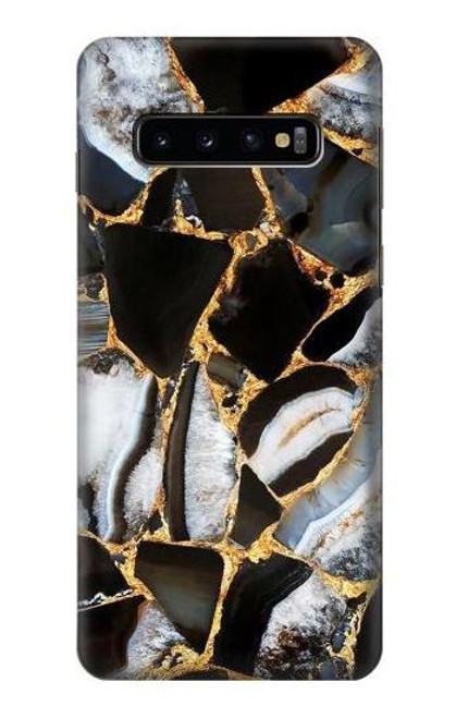 W3419 Imprimer Graphique en marbre d'or Etui Coque Housse et Flip Housse Cuir pour Samsung Galaxy S10