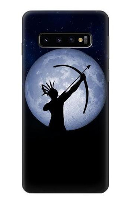 W3489 Indian Lune Chasseur Etui Coque Housse et Flip Housse Cuir pour Samsung Galaxy S10