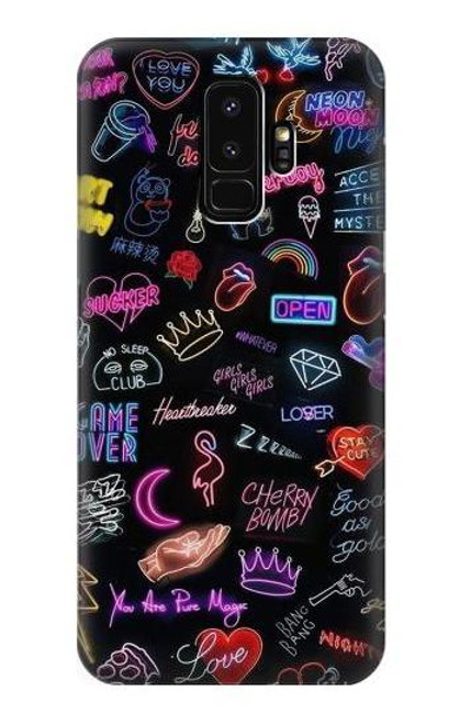 W3433 Néon graphique millésimé Etui Coque Housse et Flip Housse Cuir pour Samsung Galaxy S9 Plus