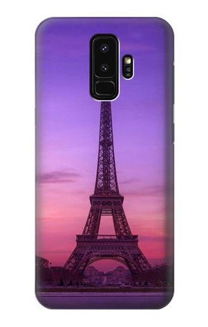 W3447 Paris Eiffel Le coucher du soleil Etui Coque Housse et Flip Housse Cuir pour Samsung Galaxy S9 Plus