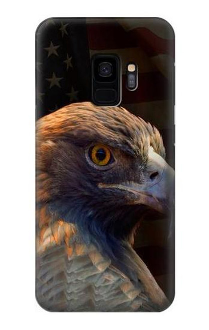 W3376 Aigle Drapeau américain Etui Coque Housse et Flip Housse Cuir pour Samsung Galaxy S9