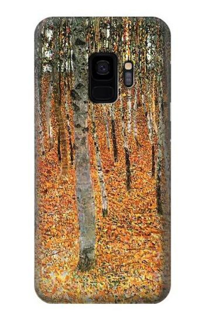 W3380 Gustav Klimt Bouleau Forêt Etui Coque Housse et Flip Housse Cuir pour Samsung Galaxy S9