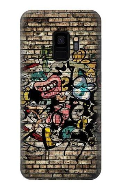 W3394 Graffiti mur Etui Coque Housse et Flip Housse Cuir pour Samsung Galaxy S9