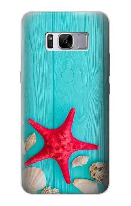 W3428 Aqua Bois Coquille d'étoile de mer Etui Coque Housse et Flip Housse Cuir pour Samsung Galaxy S8 Plus