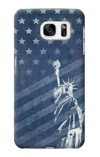 W3450 Drapeau des États-Unis Statue de la Liberté Etui Coque Housse et Flip Housse Cuir pour Samsung Galaxy S7