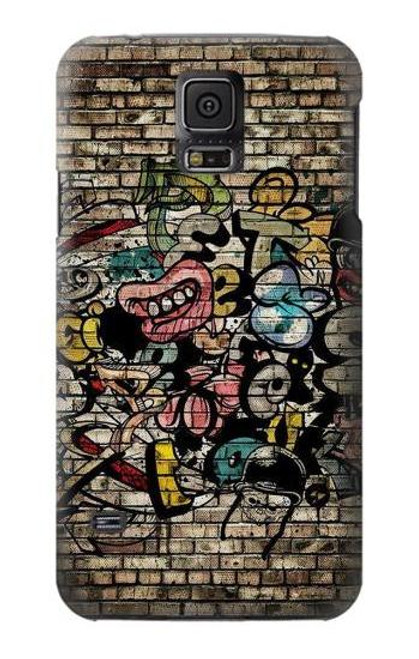 W3394 Graffiti mur Etui Coque Housse et Flip Housse Cuir pour Samsung Galaxy S5