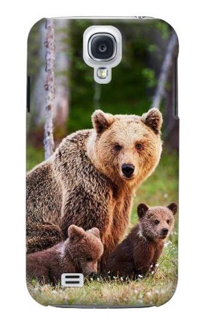 W3558 Famille d'ours Etui Coque Housse et Flip Housse Cuir pour Samsung Galaxy S4