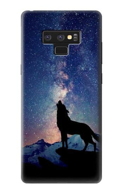 W3555 Loup Hurlant Million étoiles Etui Coque Housse et Flip Housse Cuir pour Note 9 Samsung Galaxy Note9