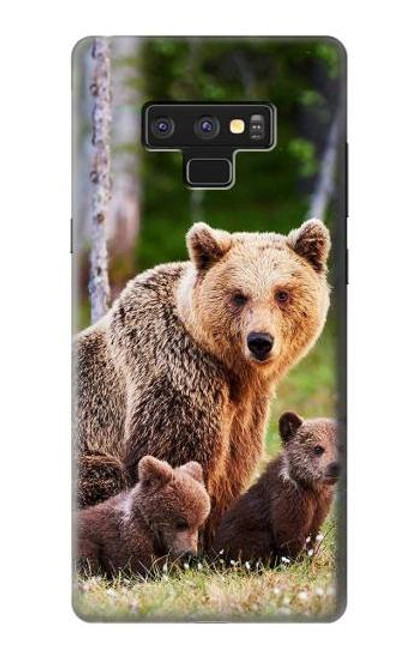 W3558 Famille d'ours Etui Coque Housse et Flip Housse Cuir pour Note 9 Samsung Galaxy Note9