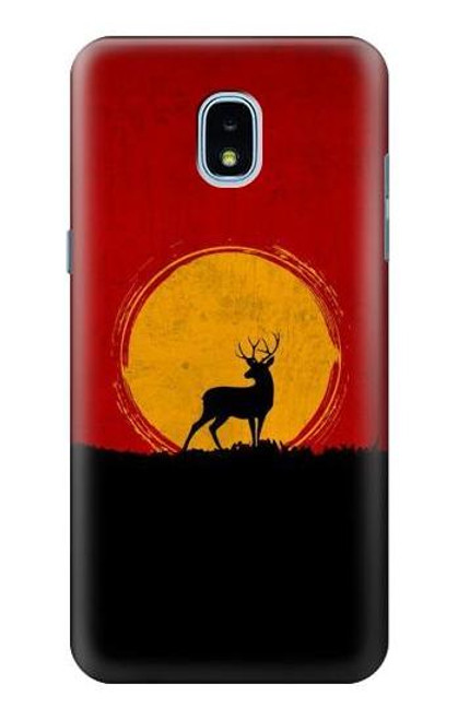 W3513 Coucher de soleil de Deer Etui Coque Housse et Flip Housse Cuir pour Samsung Galaxy J3 (2018), J3 Star, J3 V 3rd Gen, J3 Orbit, J3 Achieve, Express Prime 3, Amp Prime 3