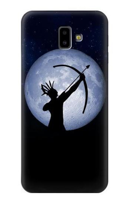 W3489 Indian Lune Chasseur Etui Coque Housse et Flip Housse Cuir pour Samsung Galaxy J6+ (2018), J6 Plus (2018)