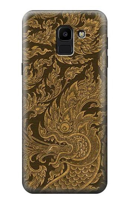 W3382 Thai Art Naga Etui Coque Housse et Flip Housse Cuir pour Samsung Galaxy J6 (2018)