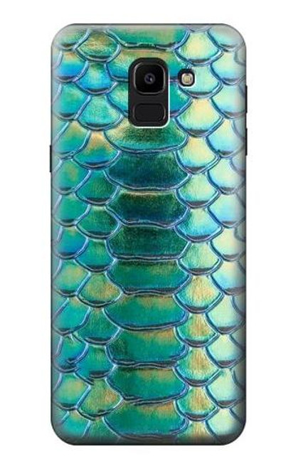 W3414 Vert Serpent Échelle graphique Imprimer Etui Coque Housse et Flip Housse Cuir pour Samsung Galaxy J6 (2018)