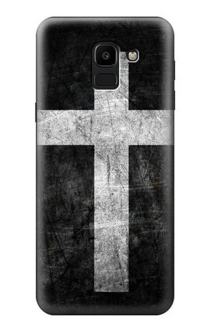 W3491 Croix chrétienne Etui Coque Housse et Flip Housse Cuir pour Samsung Galaxy J6 (2018)